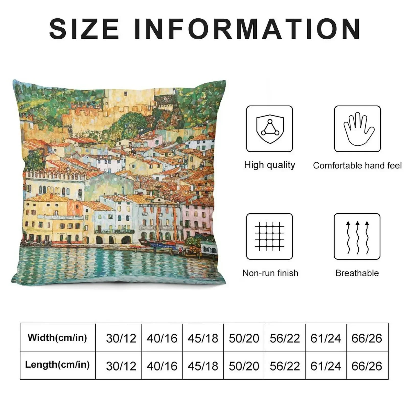 Gustav Klimt Malcesine on Lake Garda Throw Pillow Cushions Cover Christmas Covers Throw Pillow Covers Sofa Cushions Cover pillow