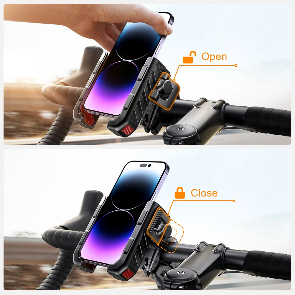 Metal Motorcycle Phone Holder Shockproof Cycling Phone Stand One-hand Operation Bicycle Phone Holder for Mobile Phone 4.7-7 Inch