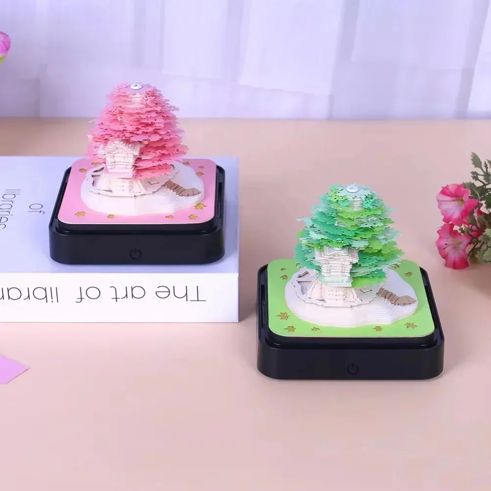 3D Calendar 2025 Memo Pad Notes Sakura Treehouse Desktop Ornament Offices Paper Notes Christmas New Year Gifts