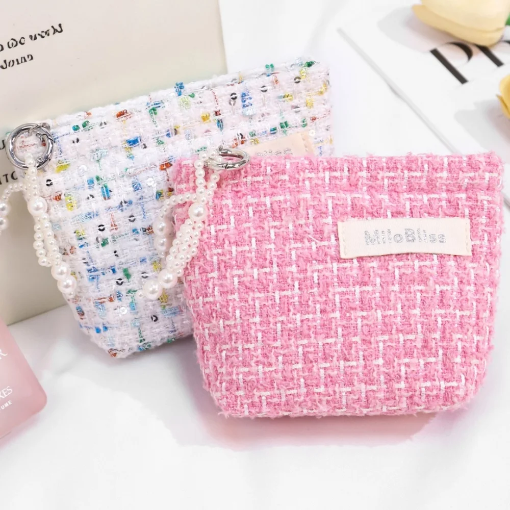 

Косметичка с жемчужным бантом, подвеска, дорожная косметичка, помада, кабель для передачи данных, сумка-органайзер, портативный кошелек для монет для женщин и девочек