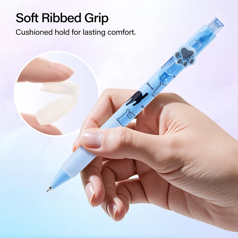 4Pcs/Box Cat Paw Waving Gel Pens, Cute Portable Kawaii Pens for Student Study, Smooth Writing School Stationery
