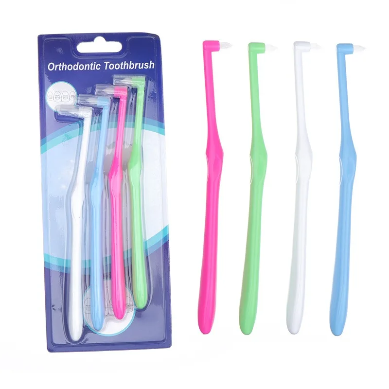 Small Head Soft Hair Implant Adult 4Pcs Orthodontic Interdental Brush Single-Beam Soft Teeth Cleaning Toothbrush Oral Care Tool