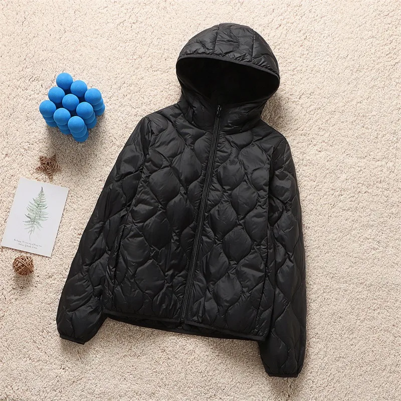 2024 Spring Winter Women Hooded Fashion Short Ultra Light Weight Down Jacket Korean Hooded Female Casual Puffer Coats