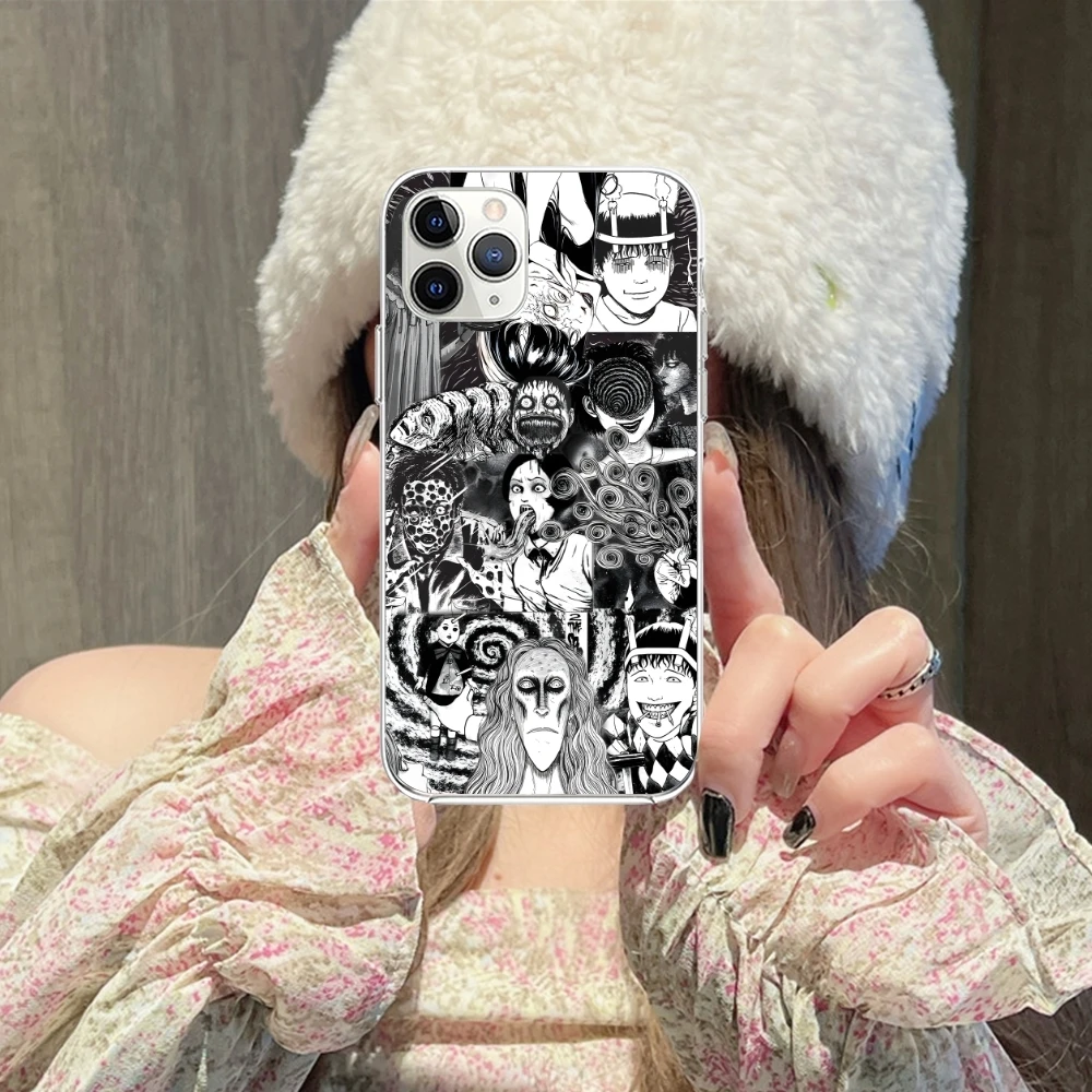 Junji Ito Cool Souichi Mobile Cell Phone Case for iPhone 15 14 13 12 11 X XR XS 8 Pro Max Plus Mini Clear Transparent Cover