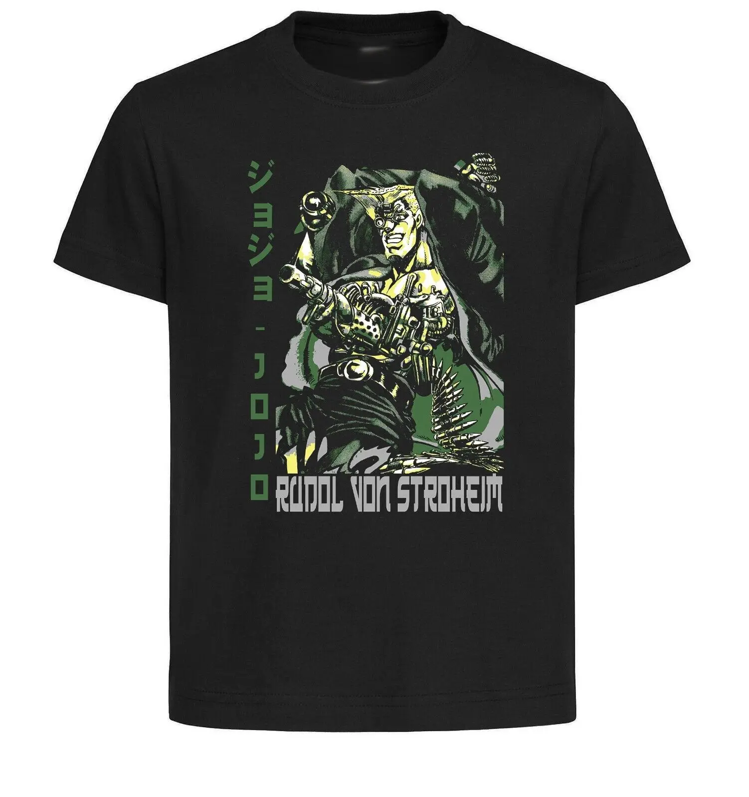 Unisex Black Japanese Style T-Shirt - Jojo's - Rudol von Stroheim - LL3655-