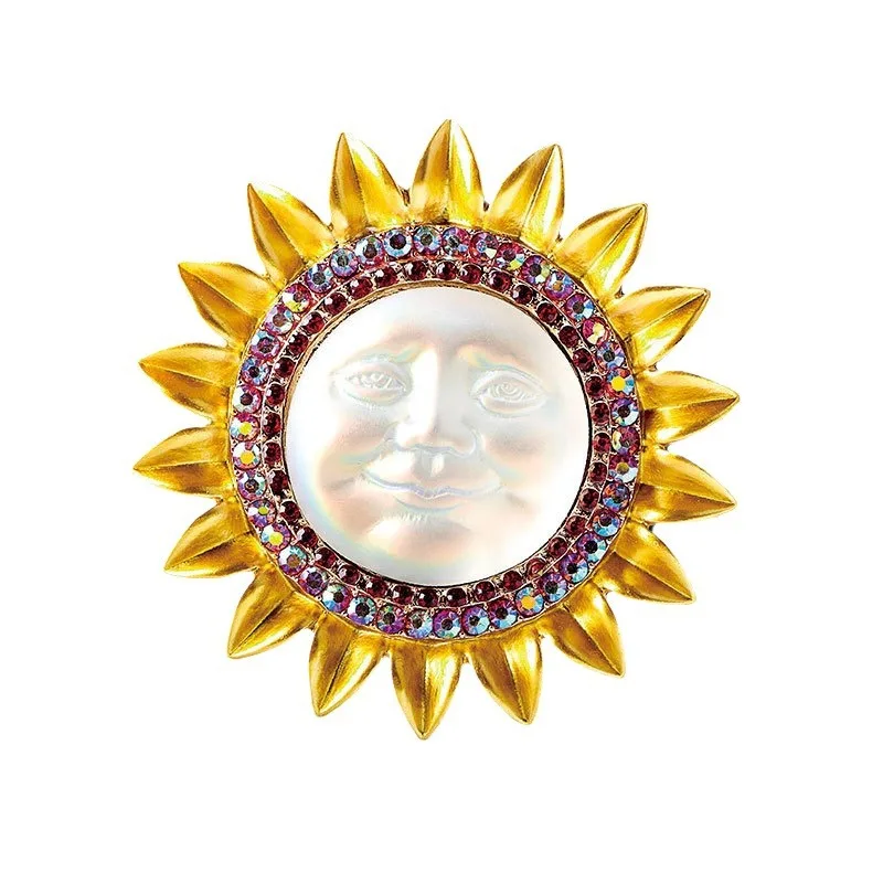 Mujeres Hombres Palacio Sol Luna Deslumbrante Broche de cristal brillante Accesorios de joyería de moda