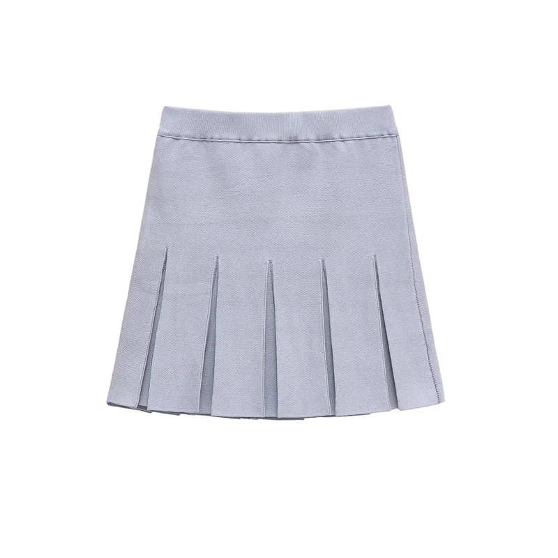 KEYANKETIAN 2025 letnia nowa damska dzianinowa plisowana spódnica w stylu Preppy elastyczna, wysoka talia wąska linia Mini spódniczka