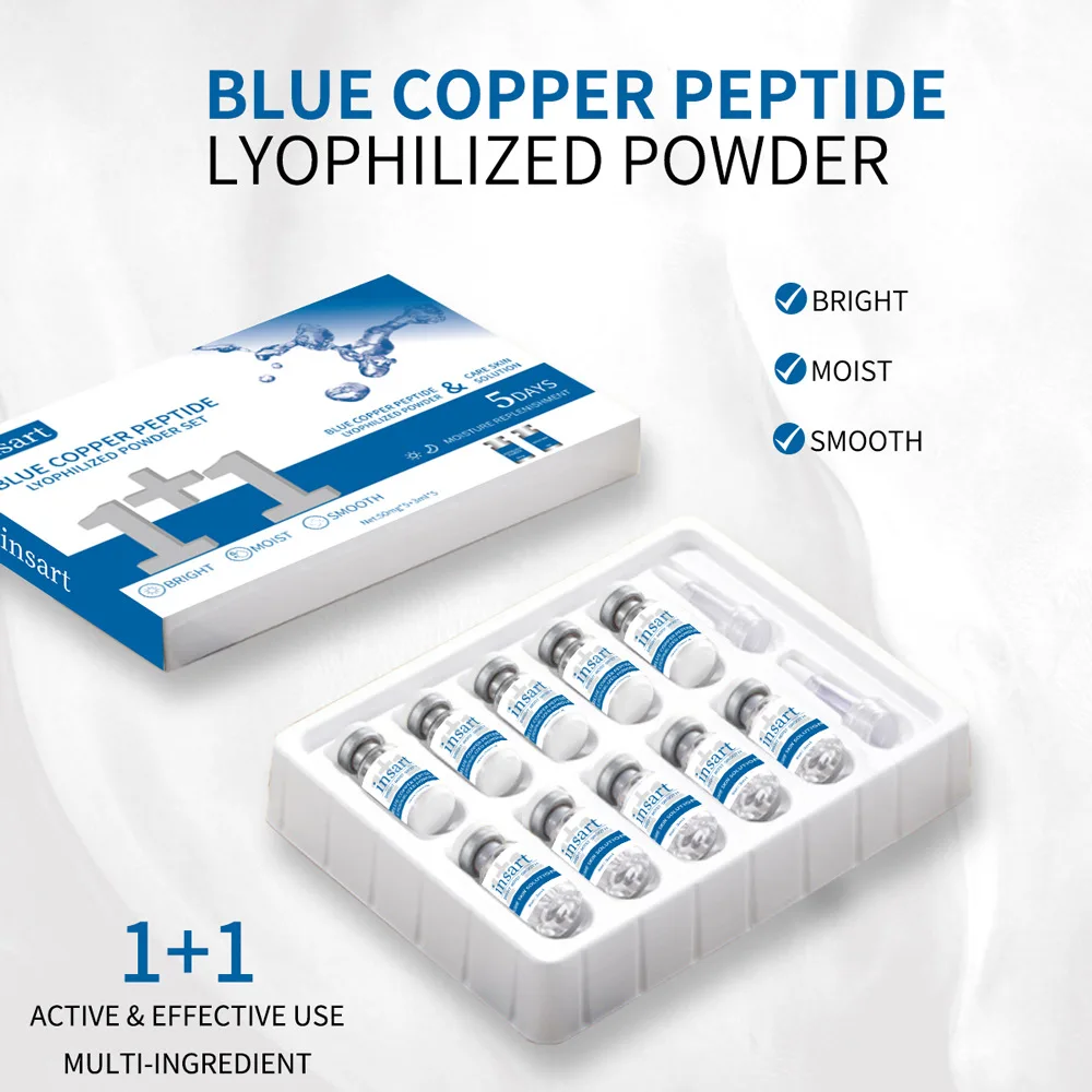 Blue Copper Peptide Lyophilized Powder Set Moisturzing Whitening Face Serum Anti Wrinkle Smooth Tender SkinCare Brighten Serum