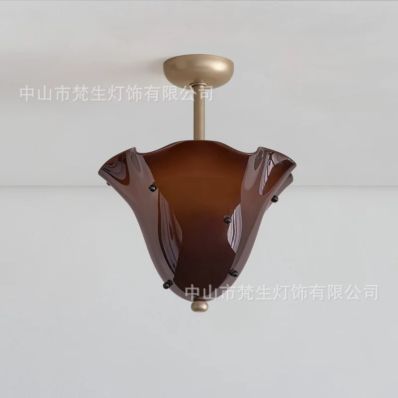 French stained glass ceiling  Retro Skirt Styling lamp Creative Dining Room Bedroom Lamp Hallway Aisle Entrance mood Lamp