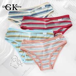 GK Marca Temperamento Mutandine da donna 100% cotone Slip super elastici Flimsy Traspirante Mutande da donna a righe Lingerie