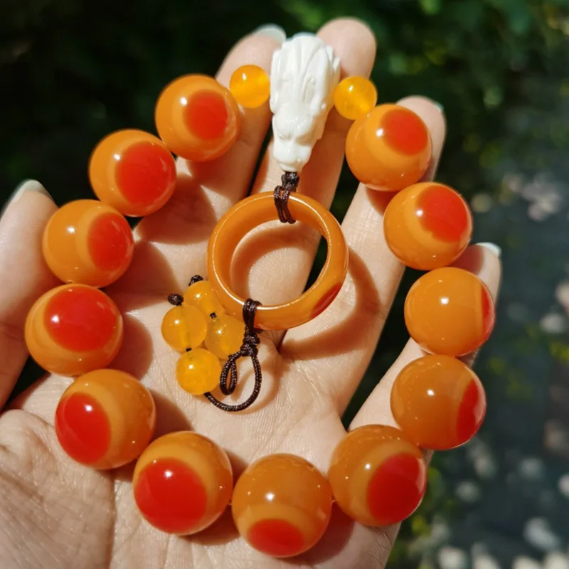 Imitation Crafts Red Ethnic Style Elephant God Crane Tian Da Sheng Beeswax Bracelet Accessories Buddha