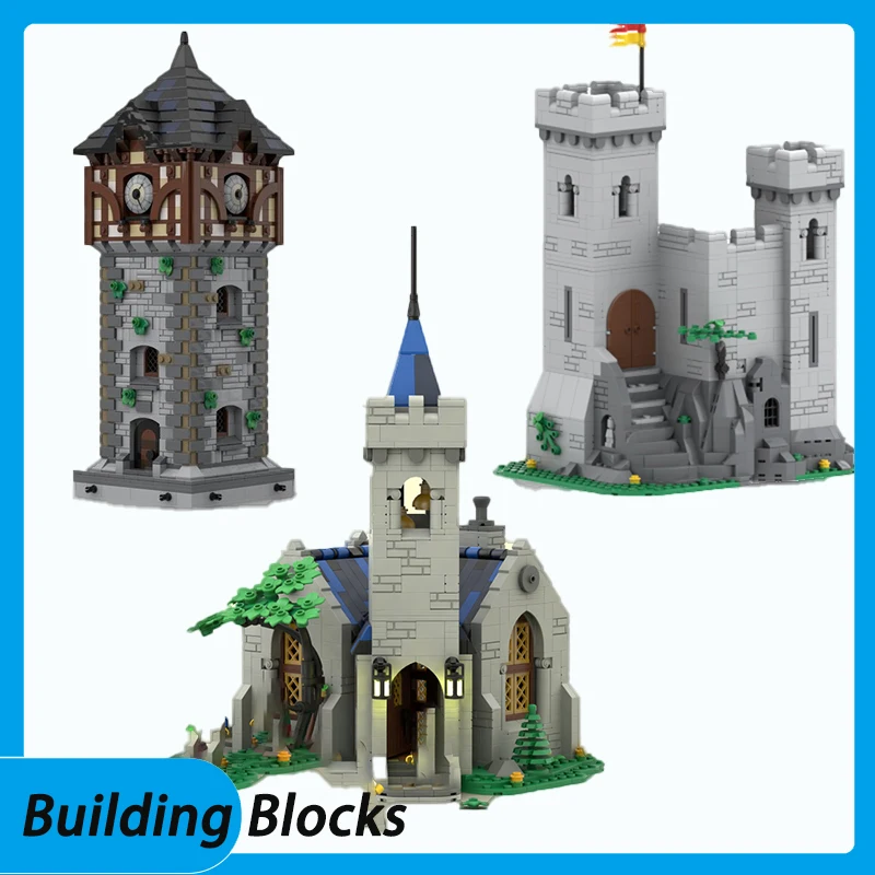 

H4Spot MOC-127098 165080 83634 сборка мелких частиц строительные блоки защитная башня замок церковь средневековое модульное здание