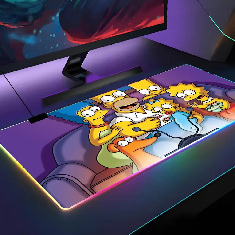 The-Simpsons Cartoon Mouse Pad RGB Backlit Mouse Pad Laptop Mouse Pad Laptop Gamer Computer Desk Gaming Accessories