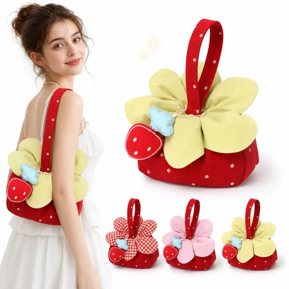 

Cute Polka Dots Flower Handbag Mini Simple Tulip Crossbody Bag Versatile Lightweight Floral Shoulder Bag Commuting Tote Bag