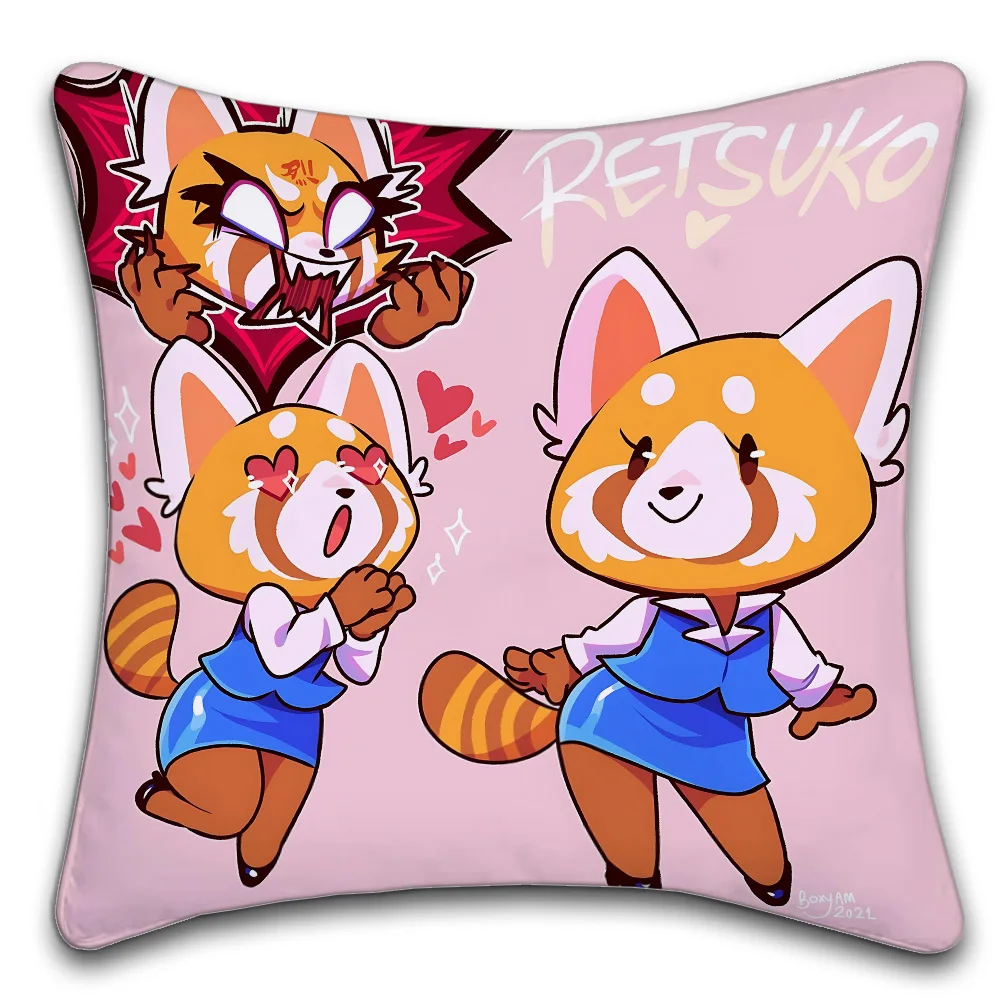 Sanrio Aggretsuko Decorative Room Aesthetics Pillow Case Home Decor Bedroom Sofa Bed Pillow Cover 45x45