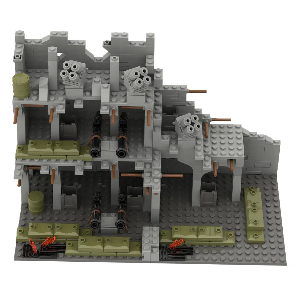MOC Military Cannon Base Bricks Toys Fortress House Protective Network Barracks Building Blocks Compatible With LEGO
