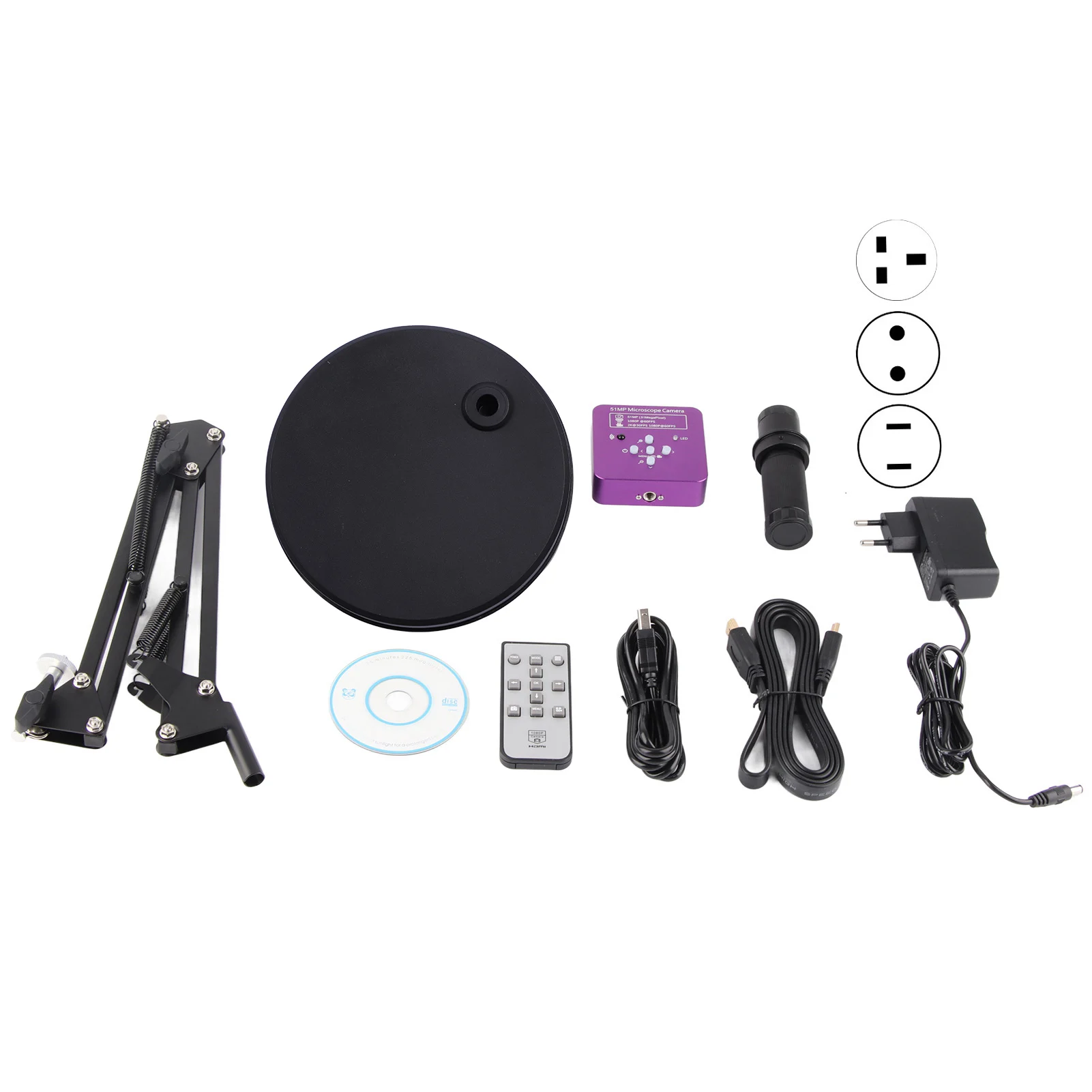 كاميرا مجهر إلكتروني كاميرا مجهر صناعي 51MP 150X هيكل دائري حامل قابل للتعديل كاميرا مجهر إلكتروني