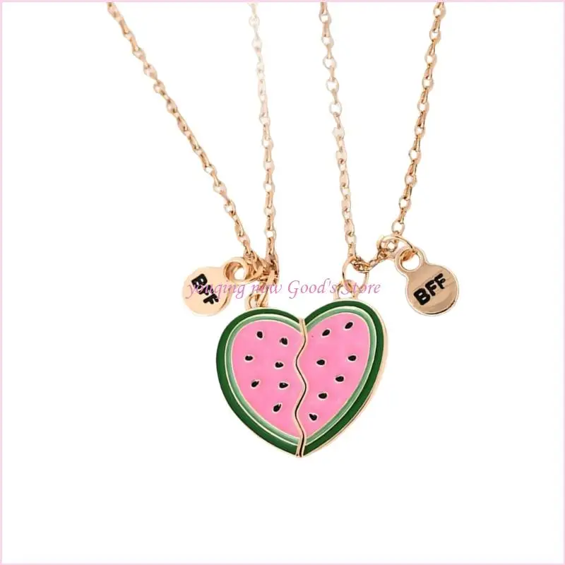 57QA Heart Watermelon Pendant Necklace for Daily and Party Styling