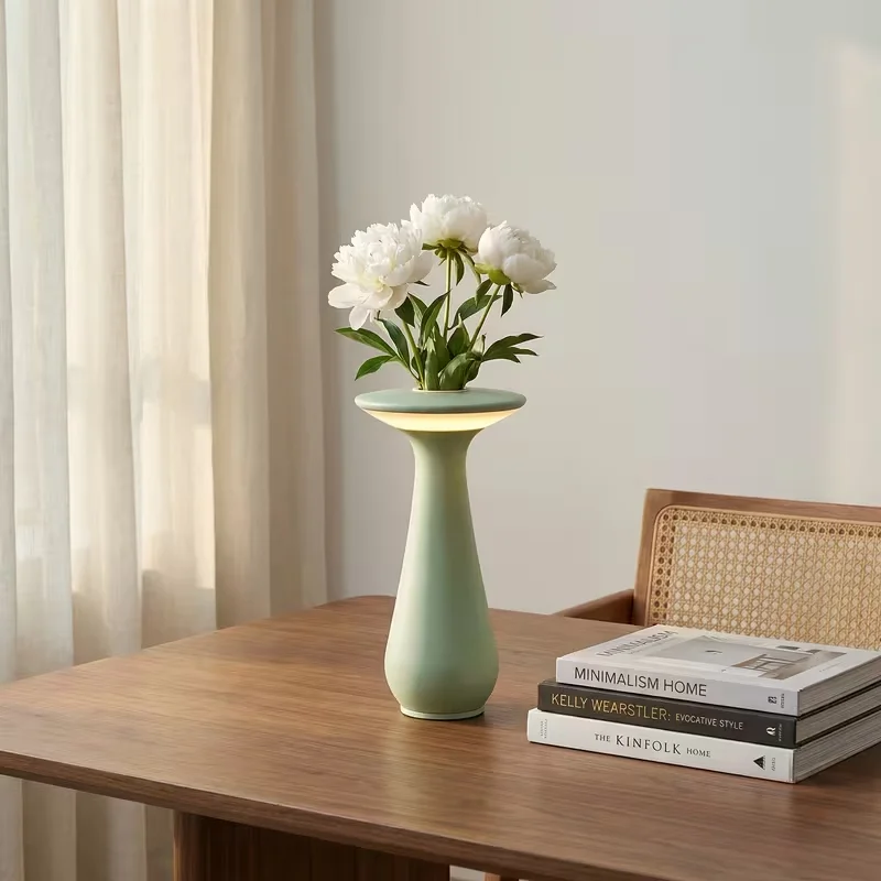 JIANBIAN Modern Vase Table Lamp with Stepless Dimming Decorative Flower Vase LED Bedside Light Dimmable Brightness Touch switch with Soft Ambient Glow Aesthetic Home Decor for Bedroom Living Room Nightstand And Desk Christmas Or Housewarming Gift