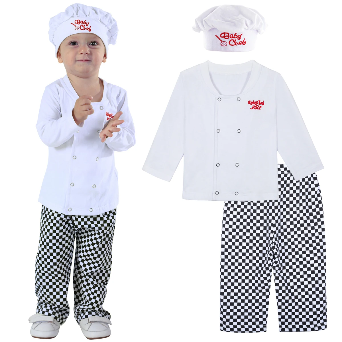 Costumes de cosplay de chef pour bébés, tenues de carnaval pour garçons et filles, ensemble de vêtements de cuisine drôles avec chapeau, habillage de Pourim pour bébé