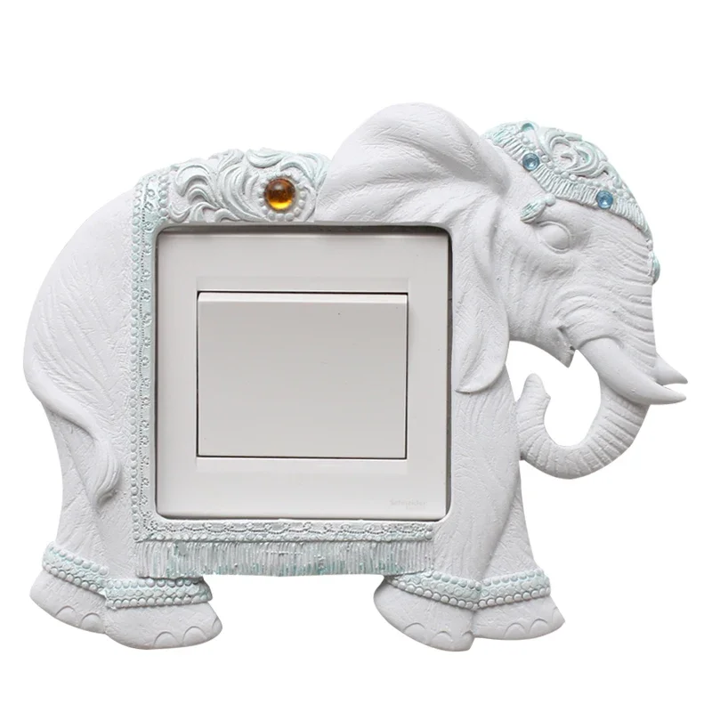 European Elephant Switch Sticker Resin Socket  Decoration Set Wall  Creative Personality Home  Protective