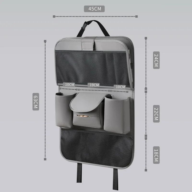 Auto-Rücksitz-Aufbewahrungstasche aus Leder, Rücksitz-Aufbewahrungsbox im Tischstil, hängende Tasche für die Autositzlehne, schmutzabweisende Matte – Detail 4