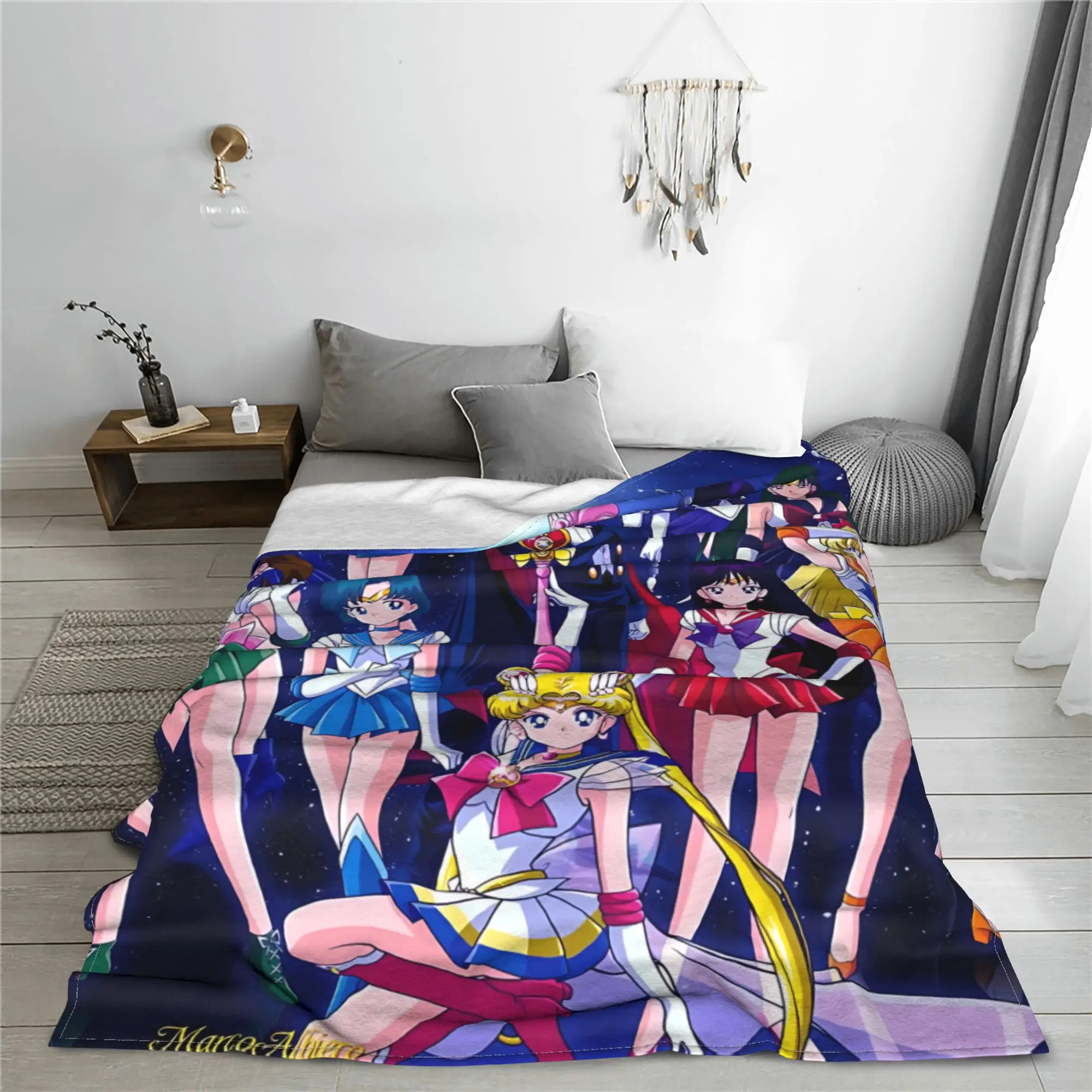 1PC home Cutecore Sailor Moons  Blanket Super Cosy Plush Home Living Room Sofa halloween