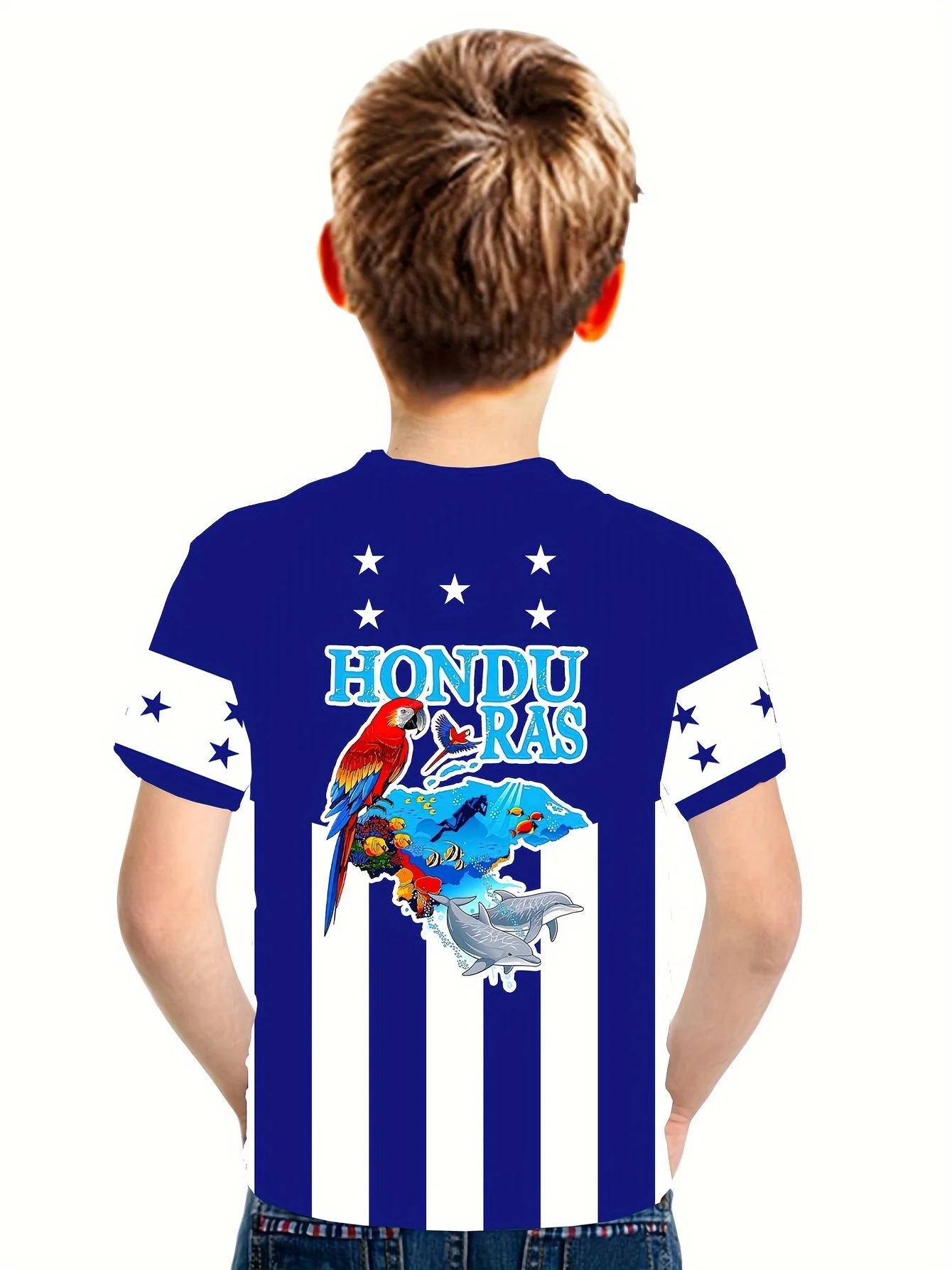 Children 100 Cotton T-shirt Cool Honduras Parrot 3D Print BoysT-shirt Casual Comfy Short Sleeve Tee Tops Boys Clothes