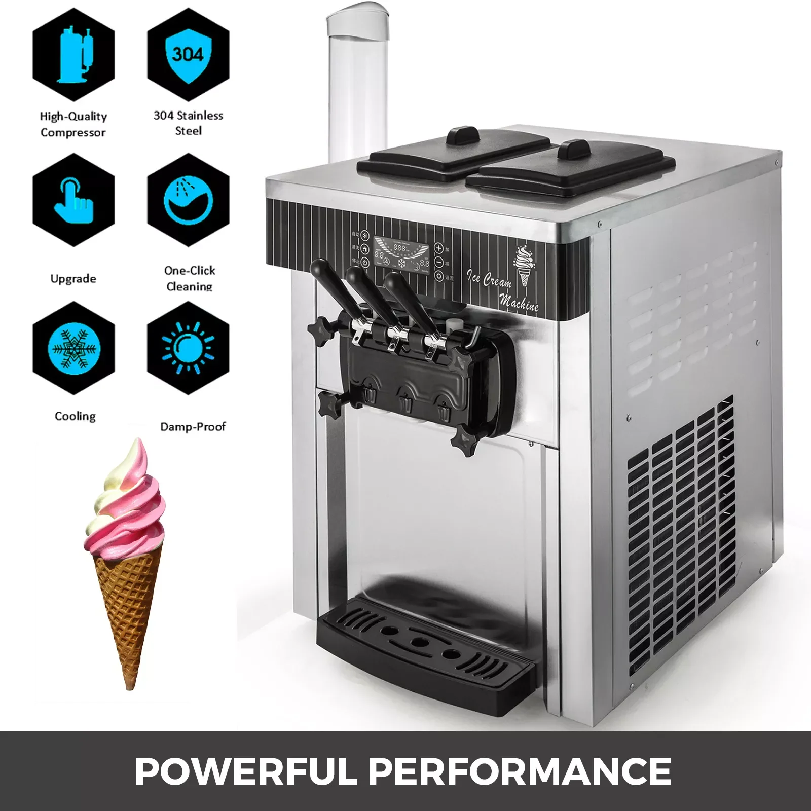 YKF-8218T commercial  ice cream machine soft ice cream machine 3 flavors