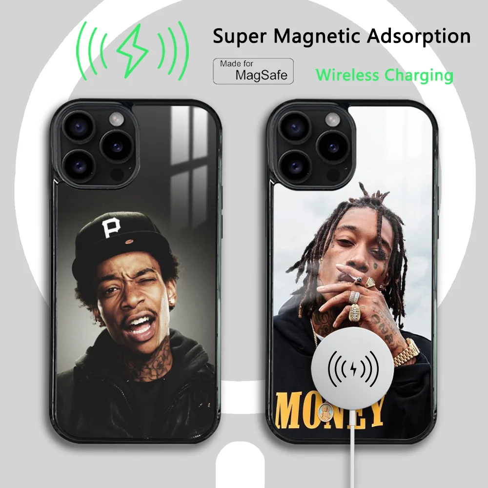 

Rapper W - Wiz Khalifa Phone Case For iPhone 15 14 13 12 11 Pro Max Plus Mini Mirror Magnetic Cover Funda Wireless Charging Case