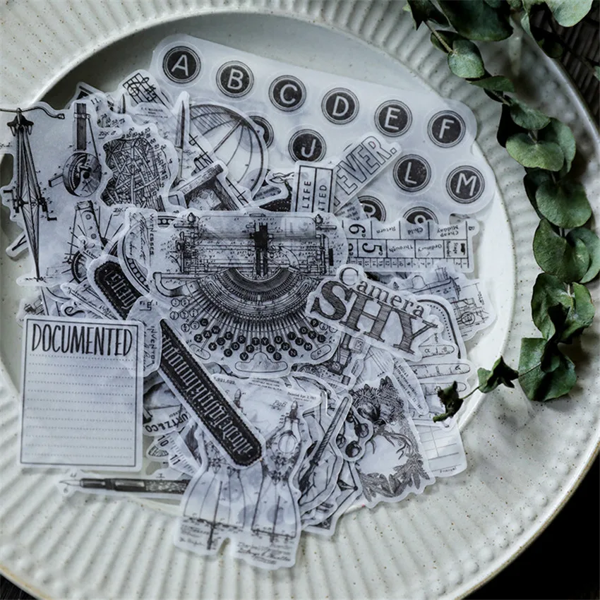 Mechanical Drawing TN. Paper Stickers Kits Die Cut For DIY Scrapbooking Retro Style Junk Journal Album Sticker Card Making