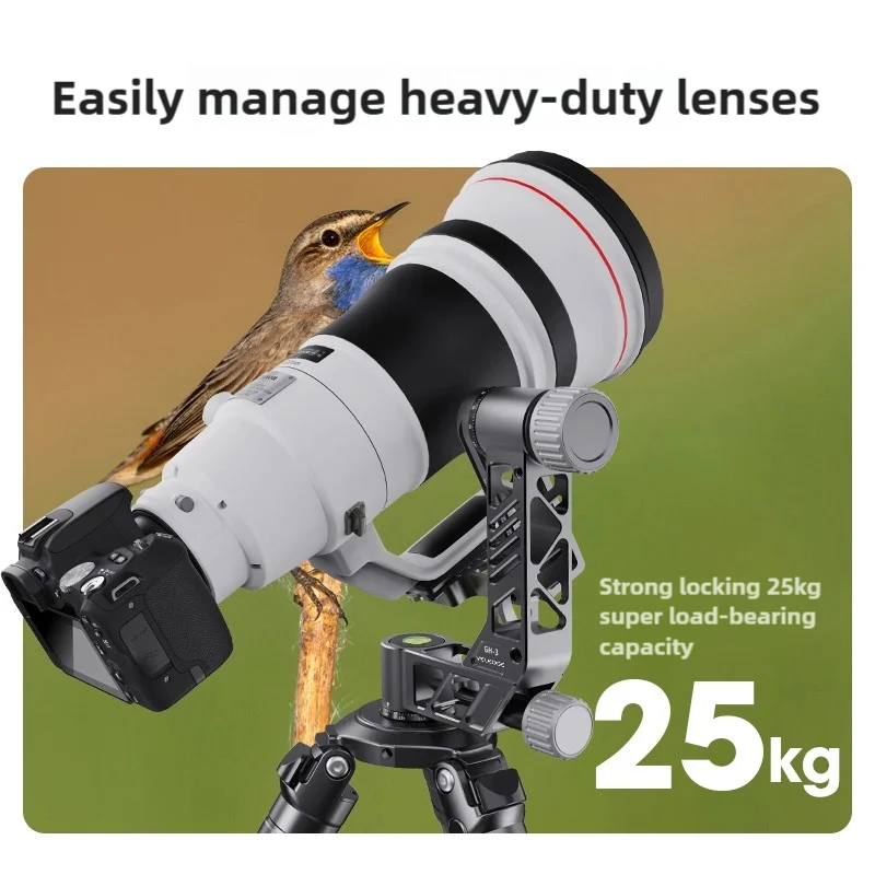 VLOGMAGIC GH-3 Heavy Duty Aluminum Gimbal Head for Wildlife & Bird Photography Sharp Shots - Image 2