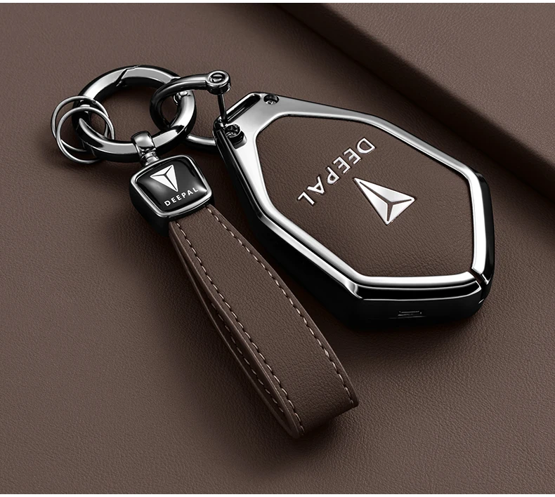Auto Zink-legierung Leder Schlüssel Fall Abdeckung Halter Kette Für Changan Deepal SL03 S7 2023 2024 Fernbedienung Schlüssel Schutz dekoration – Detail 5