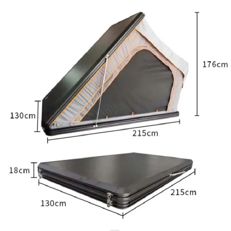 Tienda de campaña para techo gris con carcasa dura de aluminio triangular SUV 4x4