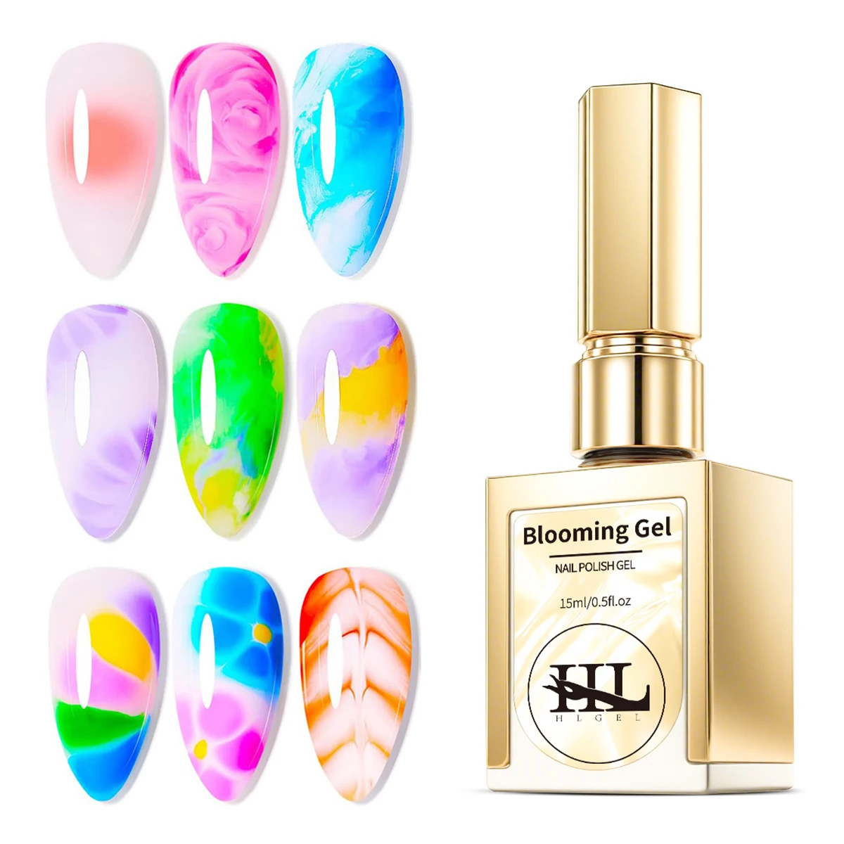 15 ml klarer 2-in-1-Gel-Nagellack mit blühender Basis, semi-permanent, UV-Verteilungseffekt, Marmor-Nagellack, Aquarell-Maniküre
