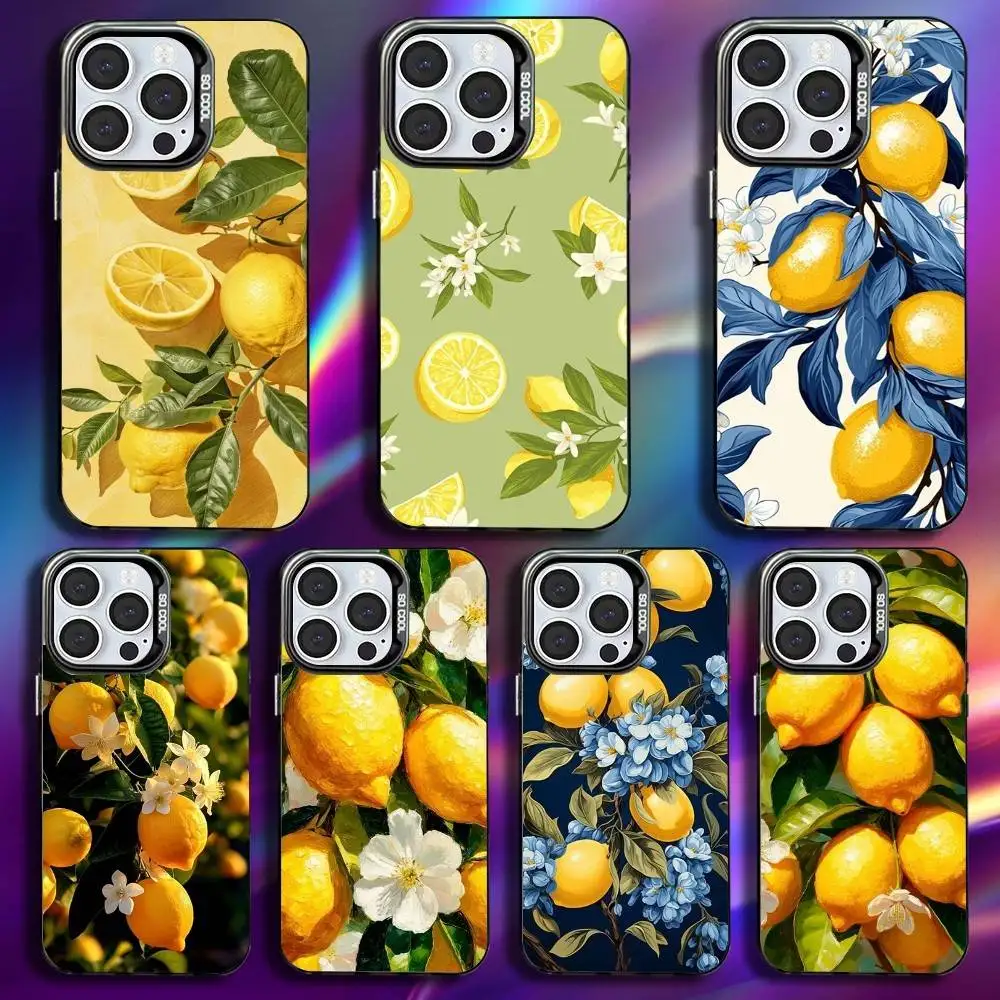 

Fruit lemon Painting Phone Case For iPhone 16,15,14,13,12,11,Pro,Max,Plus,Mini,XS,SE Anti Fall Black Matte Hard Bumper
