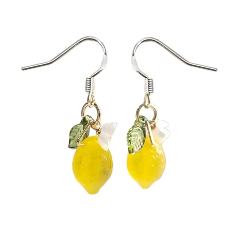 Stylish Lemon themed Drop Ear Rings Charm Portable Citrus Pendant Earrings Jewelry Ear Hooks for Everyday or Party Wear