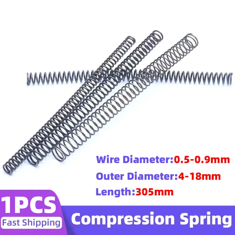 1PCS Compression Coil Spring Return Spring 65MN Steel Pressure Springs Wire Diameter 0.5-0.9mm OD 4-18mm Length 305mm