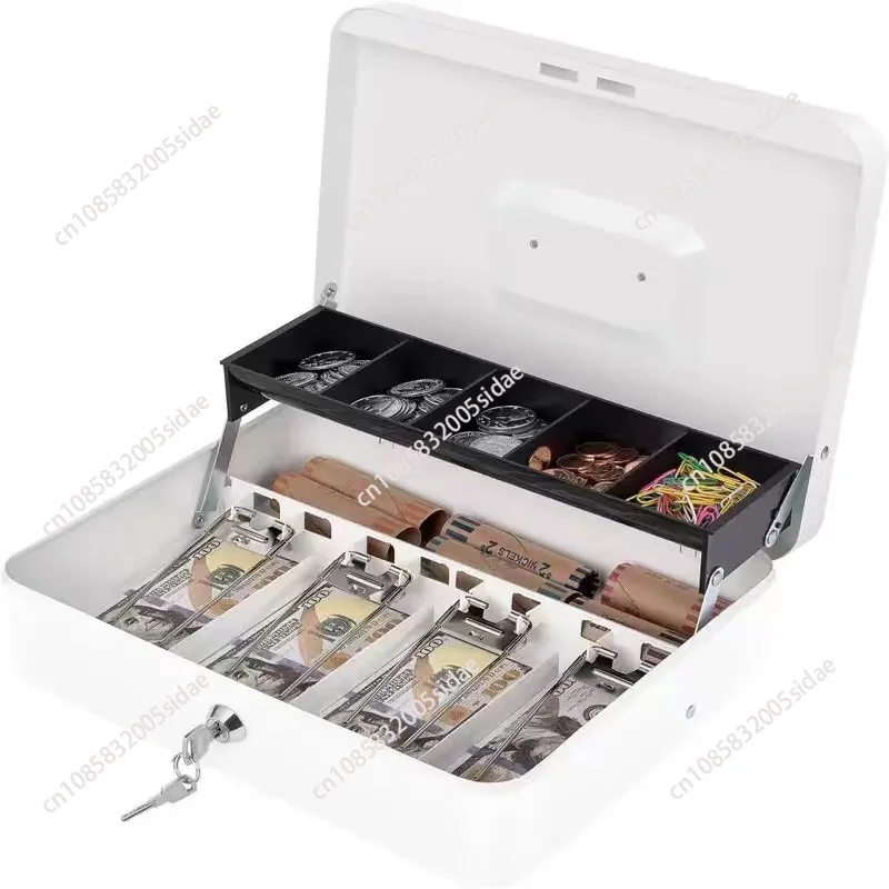 Key Style Metal Cash Box Ticket Holder Money Box Handheld Cash Box for Shopping Malls