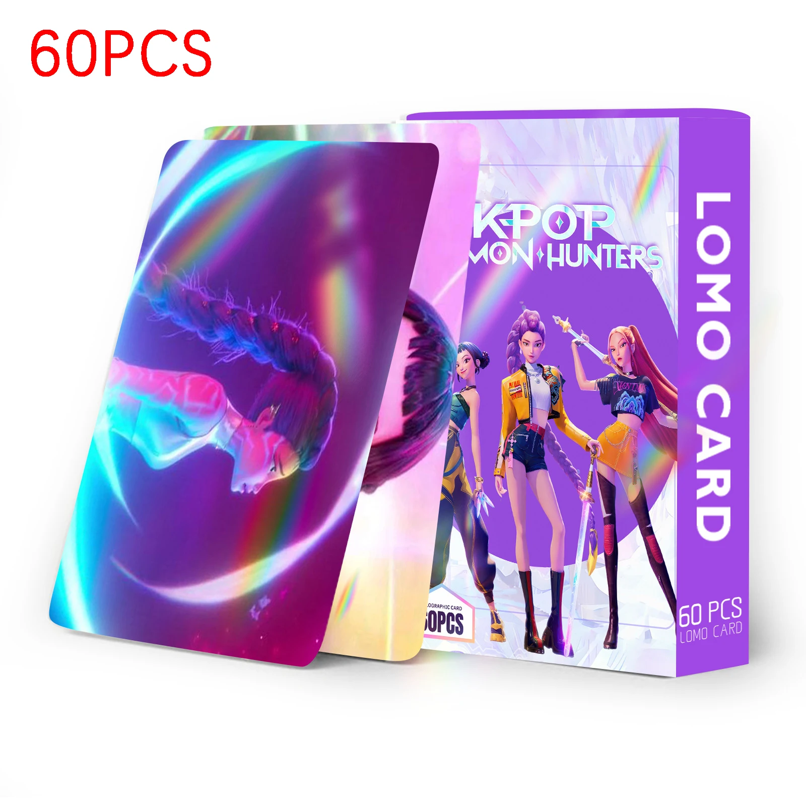 60 قطعة من بطاقات Huntrix Girls KPop Demon Hunters المجسمة LOMO على الوجهين بطاقات صور أنيمي لمجموعة ديكور