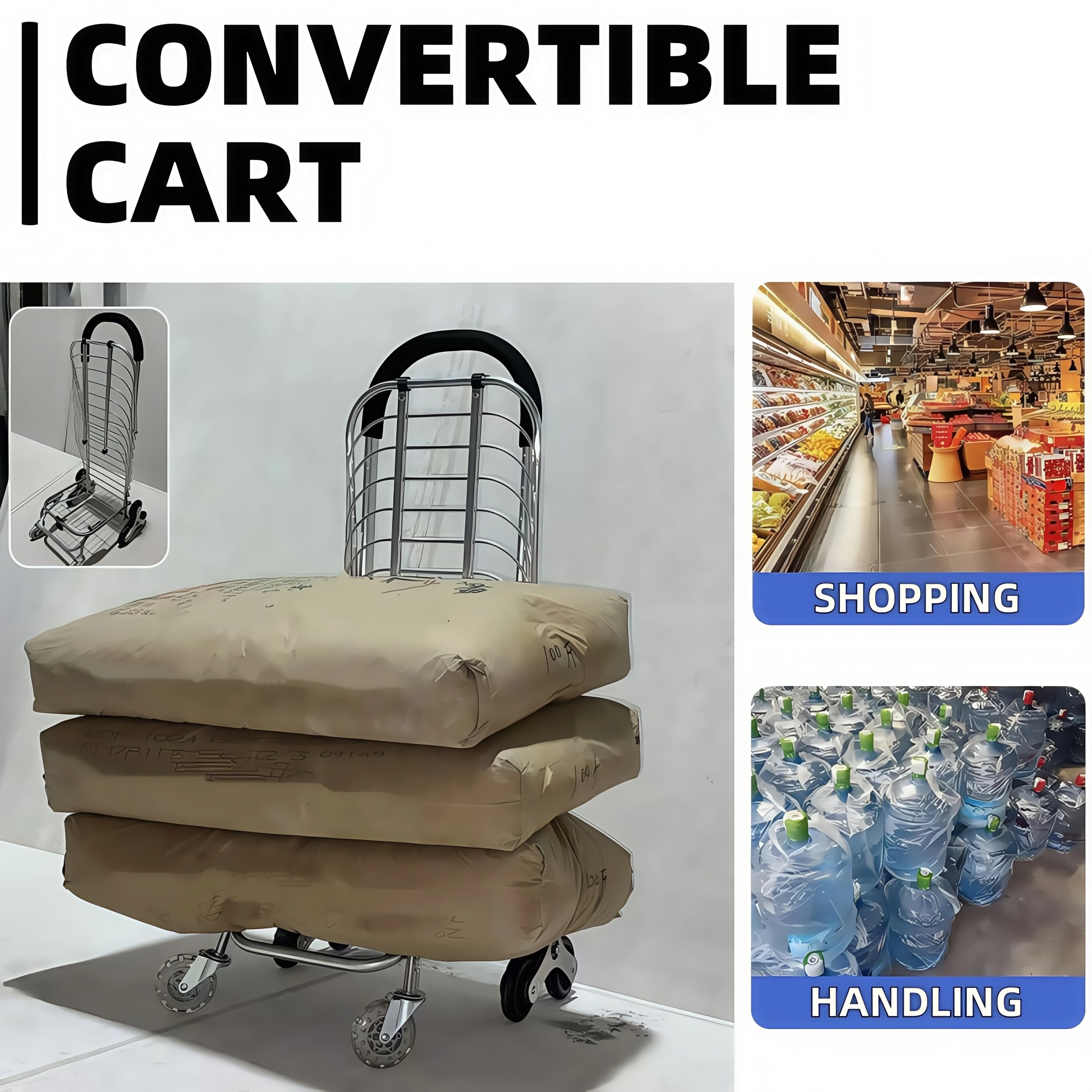 Verstärkter Multifunktionaler Handwagen | Faltbarer Einkaufswagen, zeitlich begrenztes Geschenk | Lila Acht-Rad-Modell – Detail 4