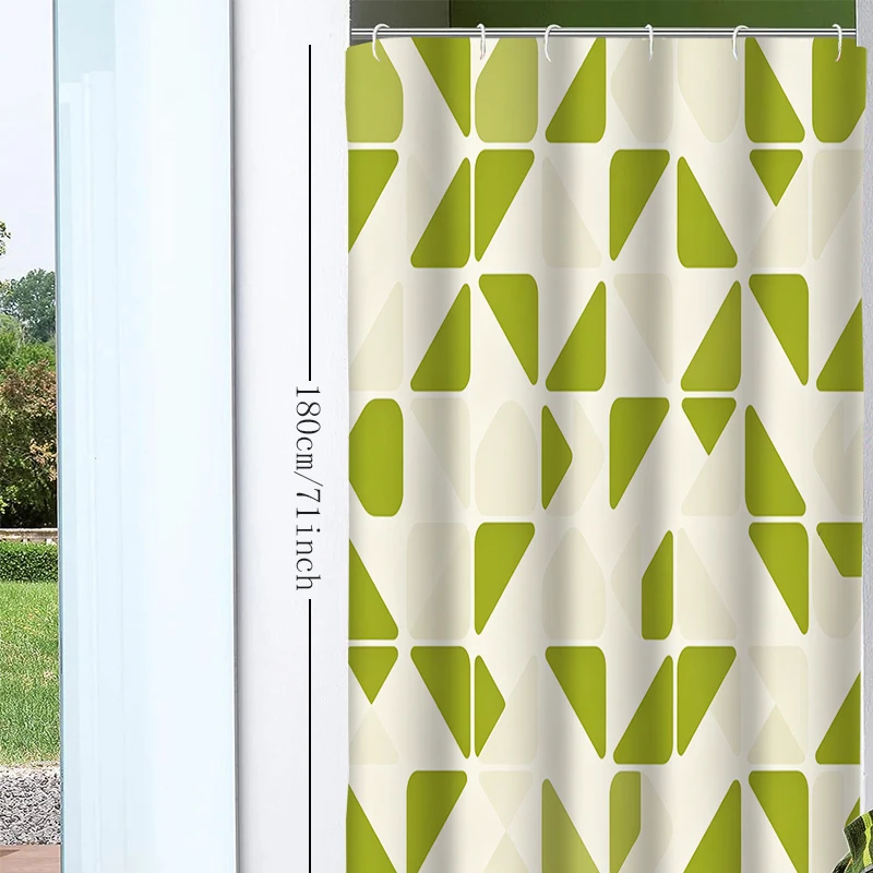 1pc geometric triangle shower curtain with metal grommets, polyester bath curtain widow curtain bathroom decor & accessories