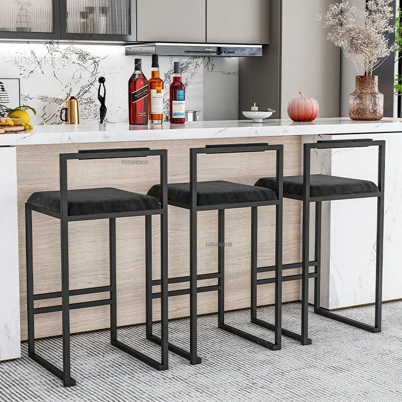 Nordic Bar Stool Chair  Kitchen Island Modern  High Feet Bar Chair Home Furniture Backrest Restaurant Bar Chairs B