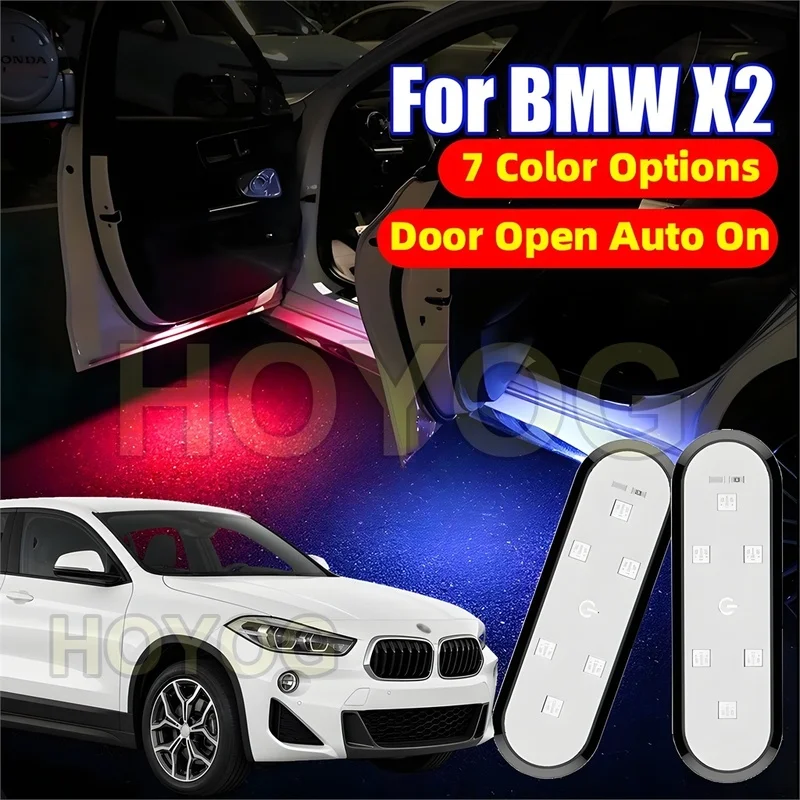 Fit for BMW X2 2017-2026 USB Rechargeable Wireless LED Car Door Light with a Magnetic Sensor for Ground Lighting