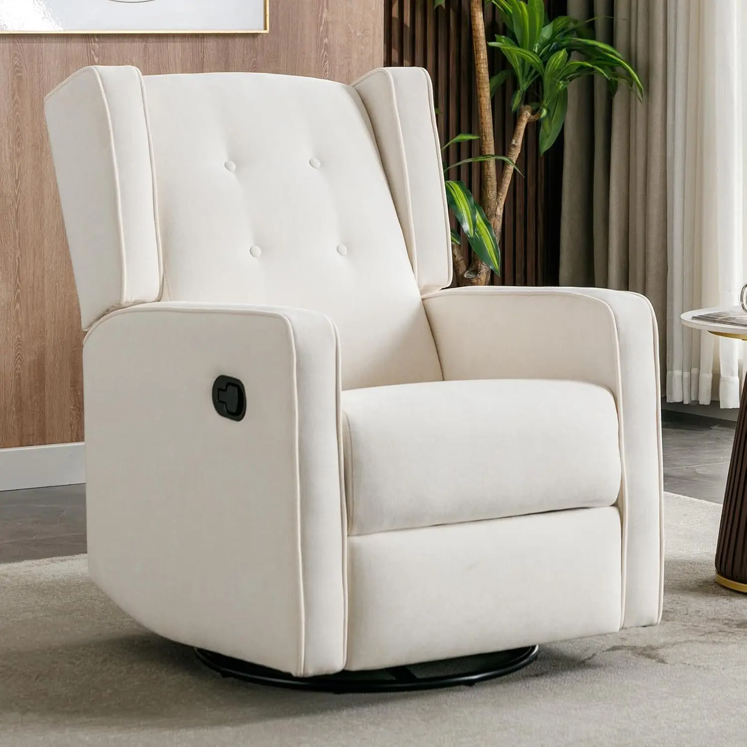 

Swivel Rocker Recliner Chair, Nursery Glider Chair, Nursery Rocking Chairs, Manual Reclining Chair, White