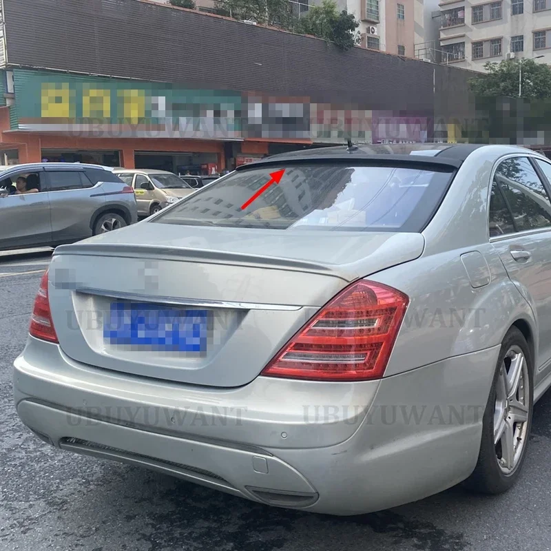 Spoiler dachowy tylnego szklanym wieczkiem skrzydła Benz S Class W221 2007-2013 S65 ABS kolor włókna węglowego Benz S320 S400 S420 S450 S600