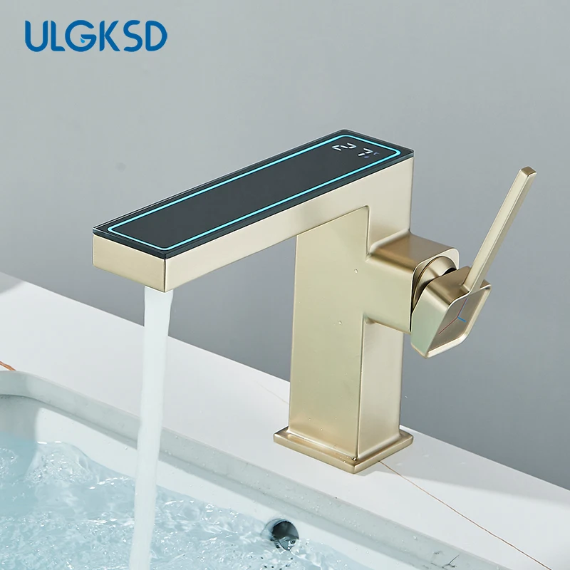 

Ulgksd Смеситель для раковины в ванной комнате с ЖК-дисплеем, цифровой смеситель для раковины, кран с одним отверстием, смеситель для раковины, роскошный кран для ванной комнаты