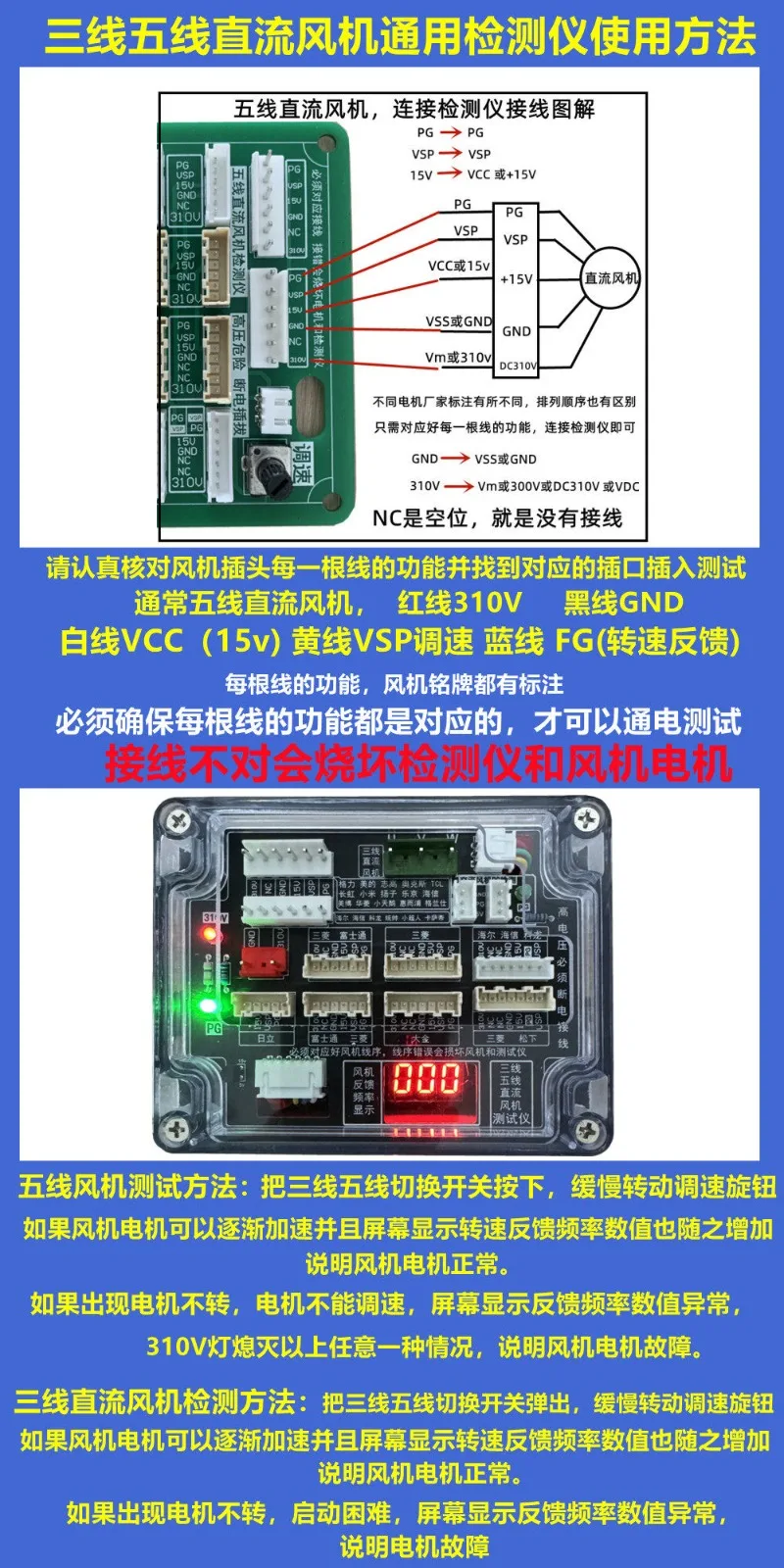 Air conditioner five-wire DC fan detector DC fan driver board three-wire DC motor five-wire DC fan