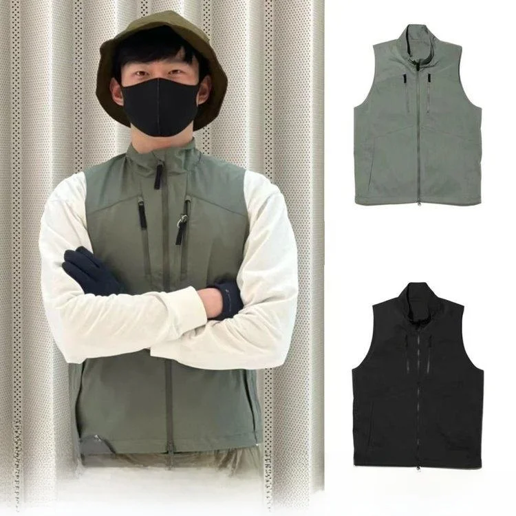 

High-End Outdoor Workwear Casual Stand Collar Windproof Vest for Men And Women Youth Faion Stand Fit Zipper Pure Color