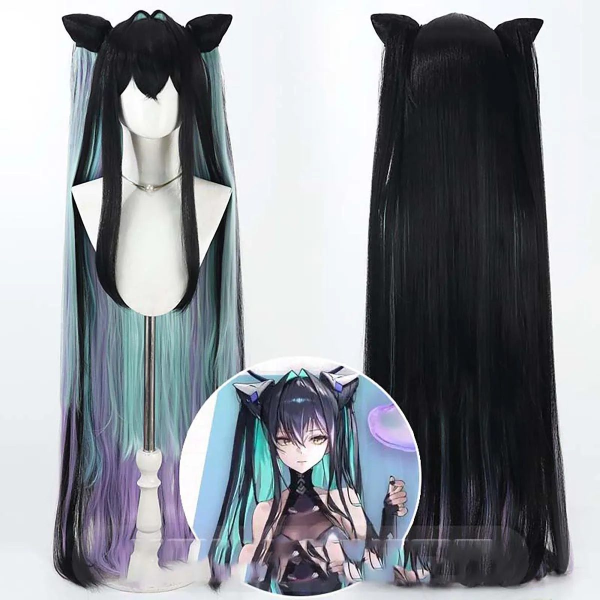 Perruque longue de couleur mixte, jeu de rôle pour fête d'halloween, petite sirène